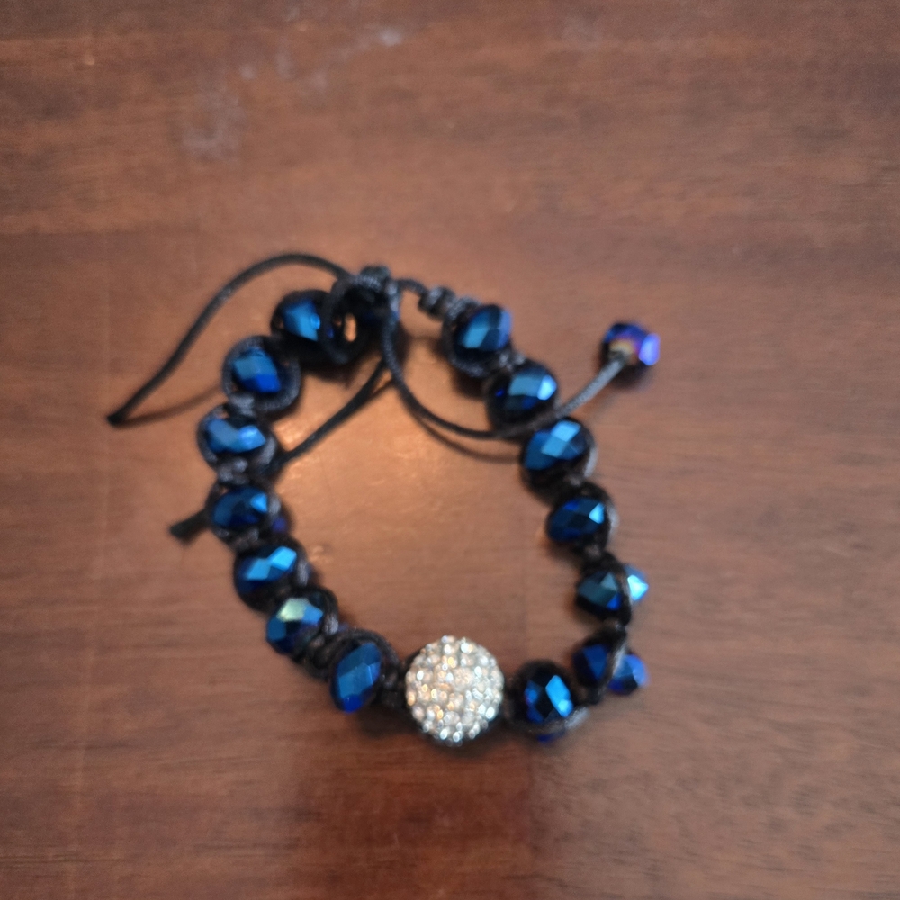 Swarovski Blue Beaded Bracelet with Crystal Accent